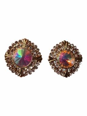 Gold-Tone Multicolor Aurora Crystal Stud Earrings